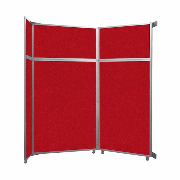 Operable Wall Folding Room Divider 7'11" x 8'5-1/4" Red Fabric